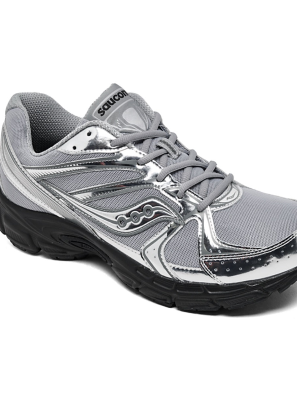 Saucony Women's Metallic Silver and Grey Athletic Sneakers